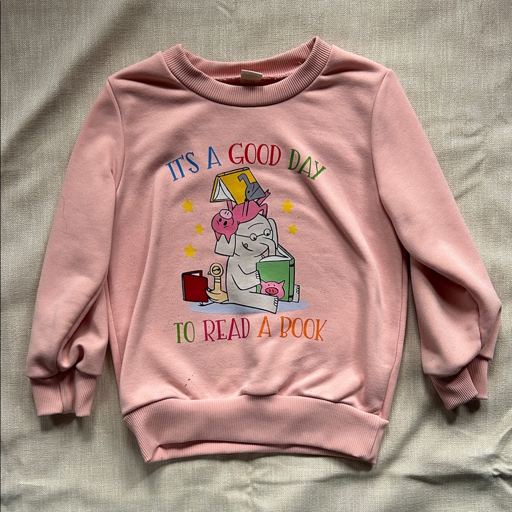 Pink Kids Sweatshirt with Piggy & Elephant Print